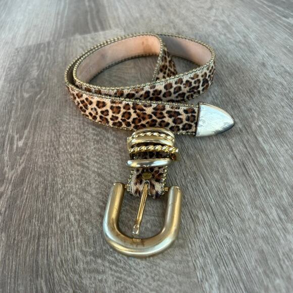 Vintage Leatherock Leopard Haircalf Belt Gold Hardware Y2K Statement Leather 90s main image 10
